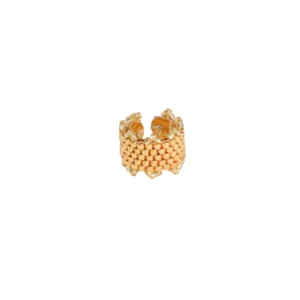 Earcuff Boreal dorado tejido a mano con cuentas Miyuki