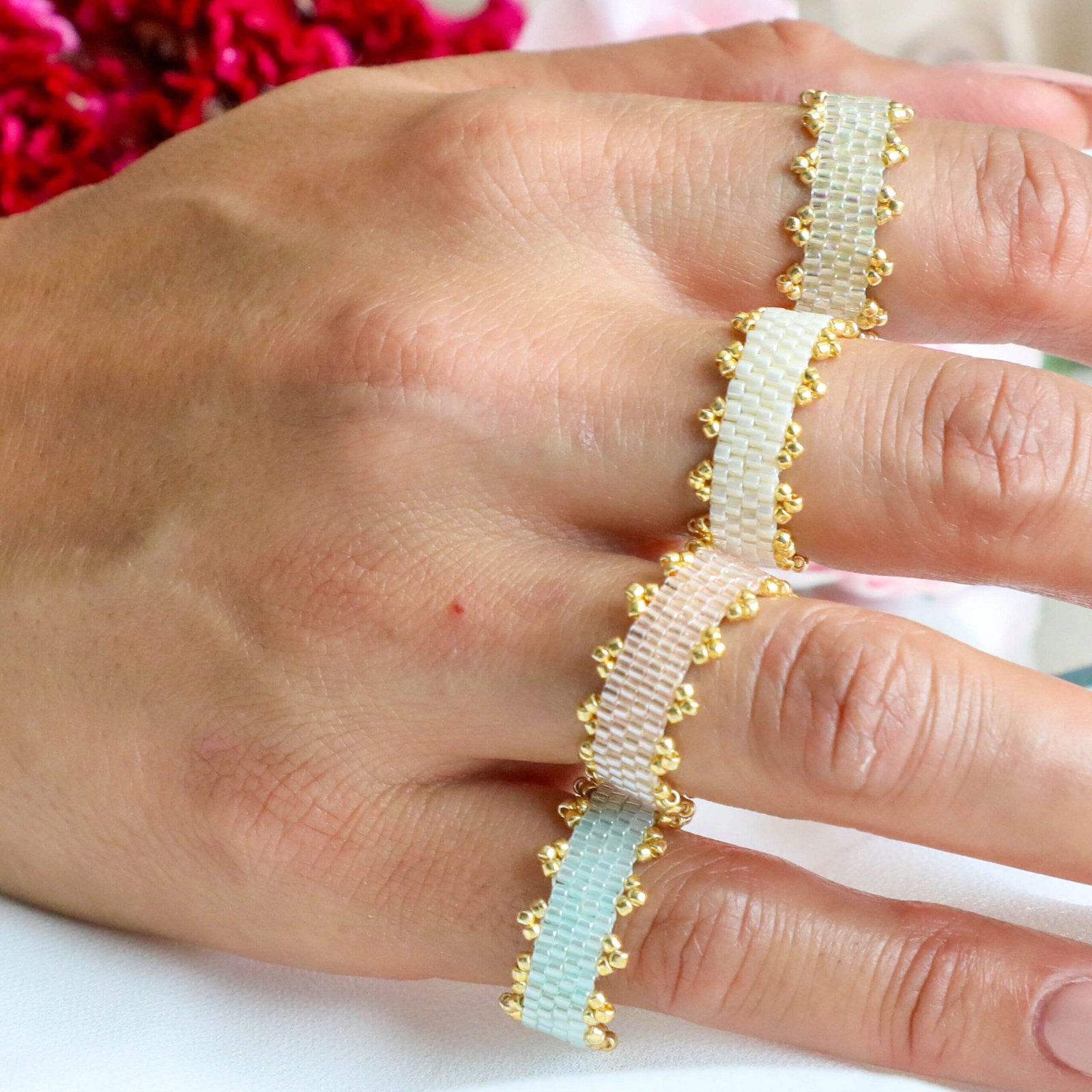 Anillos de joyería Miyuki elaborados con bisutería artesanal